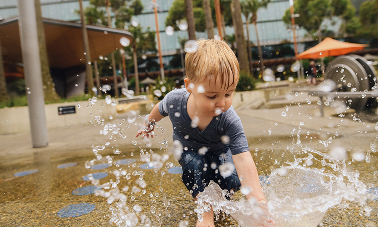 Playing at Darling Harbour- Things to do with kids Sydney - Credit Destination NSW