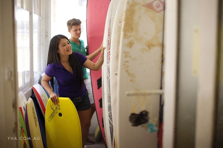 Newcastle Beach YHA backpackers hostel - surfboard room